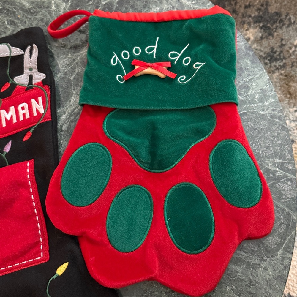 Three Christmas Stockings 
Craftsman with pocket 
Good Dog 
Knit Snowman - Picture 2 of 10